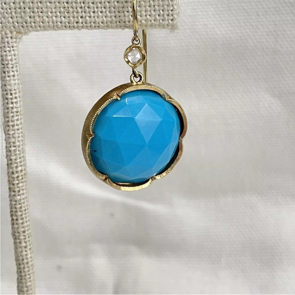 Irene Neuwirth Large Turquoise And Diamond Drop Earrings In 18k Gold - Picture 9 of 16
